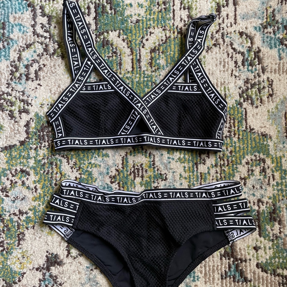 Essentials this is a love song size 2 swim suit set with cutouts